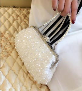 包邮 2019新款珍珠包包晚宴包手拿包蕾丝女包单肩斜跨小包包