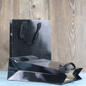 礼品袋时尚黑色蜥蜴纹鳄鱼纹生日送礼手提袋子服装店包装广告纸袋