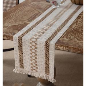 棉麻编织桌旗美式法式垫布餐垫长方形简约桌旗装饰长条桌布流苏
