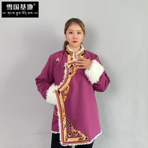 女士绣花秋冬款藏族短款加绒保暖冬季棉衣棉服藏装藏服外套上衣