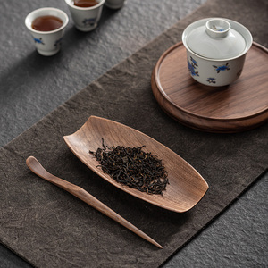 甲馨茶荷茶道六君子配件天然原木手工实木高档茶则茶拨二件套茶具