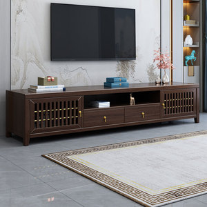新中式乌金木全实木电视柜现代简约地柜小户型客厅家具组合落地柜