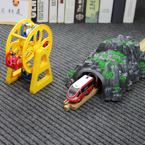 仿真假山摩天轮儿童玩具木质轨道车木制轨道玩具车场景配件装饰品