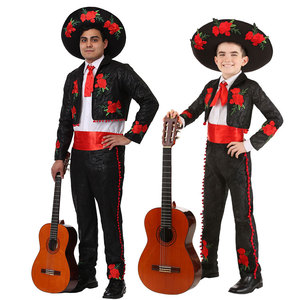 万圣节狂欢节抖音舞台表演演出成人男士墨西哥流浪乐队民族服装