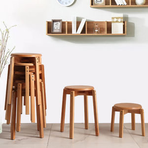 实木圆凳家用简约创意新中式榉木叠凳餐厅餐桌椅配套家具精品特惠