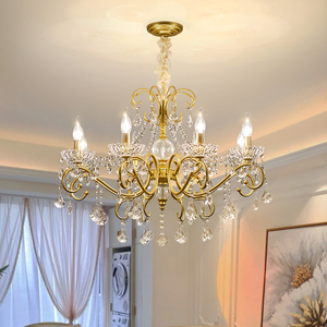 轻奢水晶客厅吊灯美式创意大气温馨主卧室灯法式欧式复古餐厅灯具