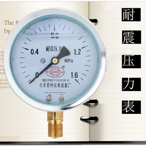 不锈钢耐震压力表北京普特充油耐震Y100BF高温氧气防震气压表检定