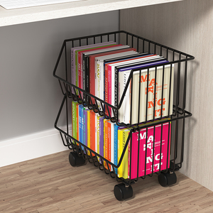 书架落地置物架简易小型书桌旁可移动一体书柜家用儿童书本收纳架
