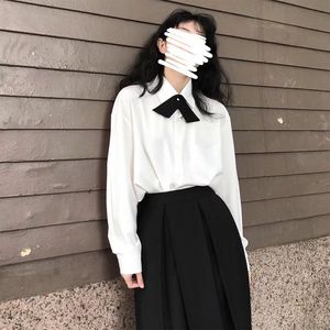 学生白衬衫女jk制服班服百褶半身长裙套装大码宽松衬衣学院风春夏