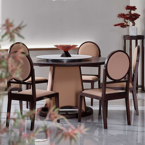 新中式实木圆餐桌椅乌丝檀木高端餐客厅家具禅意轻奢餐台家用饭桌