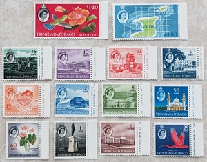 特立尼达和多巴哥1960地图花卉鸟类植物建筑风光雕塑邮票14全新NH