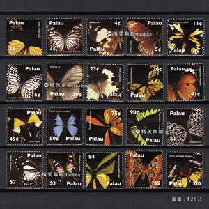 帕劳2007 蝴蝶 昆虫动物20全 外国邮票