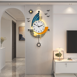 一帆风顺装饰挂钟客厅钟表2024新款简约现代家用餐厅创意时钟挂墙
