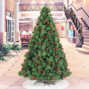 琳杰 加密家用圣诞树1.8米松果红果混合松针树150cm会开花圣诞树