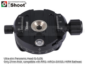 超薄小型58mm全景夹座IS-QJ58全金属可360度旋转兼容RRS/ARCA云台