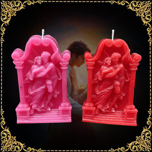 特色手工造型蜡烛拱门天使艾青使者双飞天使蜡烛红色粉色