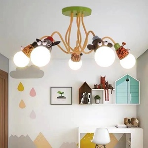 卧室灯创意动物头吊灯现代简约儿童房灯男女孩子房间灯卡通灯具