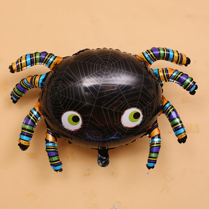 新款黑蜘蛛万圣节铝膜气球节日派对商场橱窗布置鬼节装饰