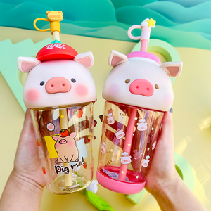 正版罐头lulu猪吸管杯面包工坊喜番喝水杯子女生可爱噜噜猪便携杯