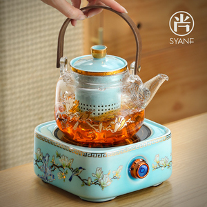 高颜值煮茶器2024新款煮茶壶小型陶瓷内胆煮水壶花茶壶中式煮茶炉