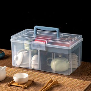 茶具收纳盒便携防尘带盖茶杯水杯整理功夫茶具配件大容量储存盒子