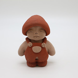 手工陶艺人物 创意泥人 陶土娃娃人物 陶人泥塑小娃娃摆件高13CM