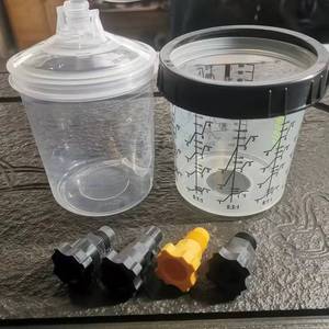 喷枪免洗壶喷漆枪上壶转换接头带刻度调漆杯一次性塑料油漆喷漆壶