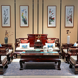 印尼黑酸枝明式沙发阔叶黄檀素面新古典东阳中式客厅实木组合红木