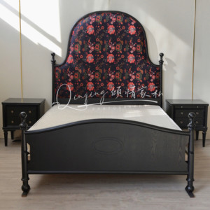 美式复古北欧简约双人1.8米实木床法式定制高背儿童床高端家具
