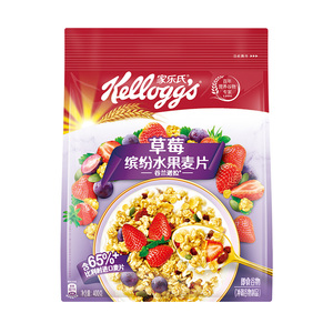 家乐氏缤纷草莓水果麦片400g即食袋装谷物营养早餐速食代餐