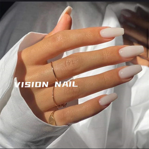 VISION NAIL 纯净乳白透白色单色美甲贴片成品可拆卸穿戴甲片