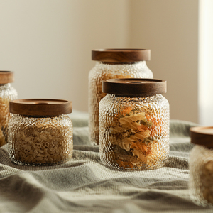 相思木玻璃储物罐 厨房食品杂粮咖啡豆茶叶密封罐 透明储藏收纳罐