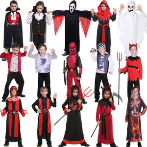 万圣节儿童服装 男童恐怖吸血鬼死神撒旦恶魔幽灵舞会演出衣服