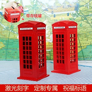 新款包邮街头电话亭铅笔刨储蓄罐家居摆件英国伦敦旅游电话亭模型