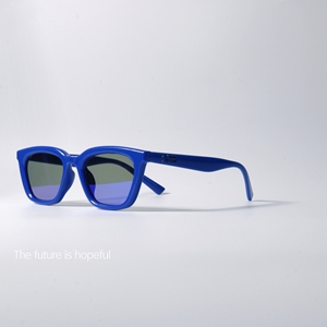 个性宝蓝色反光墨镜UV400防紫外线辐射韩版可配近视小众太阳眼镜