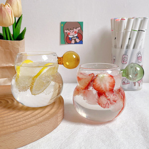 家用可爱葫芦造型高硼硅透明玻璃单层杯水杯球形把果汁冷饮杯子