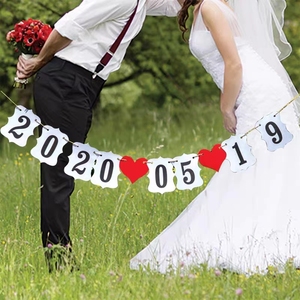 结婚定制婚礼婚房布置装饰日期数字拉花聚会拉旗户外拍照道具ins