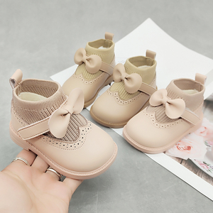 小童冬季棉靴0-1-2岁女宝宝公主鞋加绒鞋婴幼儿袜筒软底学步鞋