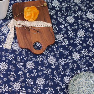 2.4米宽幅帆布纯棉老粗布布料蓝印花沙发盖巾布青花床单桌布窗帘