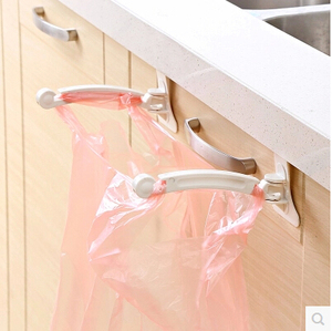 厨房门背式垃圾袋架子 可折叠挂式塑料袋挂钩抹布手提袋收纳挂架