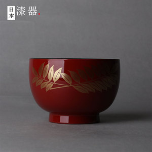 日本製 中古vintage茶点盘 侘寂甜点碗 日式漆器金莳绘金叶纹木碗