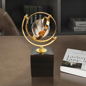现代创意轻奢水晶球地球仪摆件办公室高档书房客厅玄关酒柜装饰品