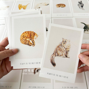 可爱龙猫咪祝福留言贺卡片明信片卡通手绘送学生小动物朋友幼儿园