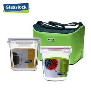 进口Glasslock玻璃饭盒冰箱收纳汤粥杯带盖微波炉加热保鲜盒套装
