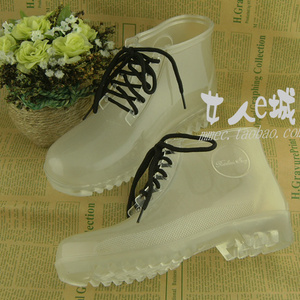 日韩流行 果冻雨鞋雨靴 女时尚平跟跟马丁靴 彩虹鞋小码