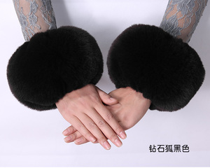 韩版新款冬季女士仿皮草袖套 保暖毛毛手套  手圈腕套 护套 袖口