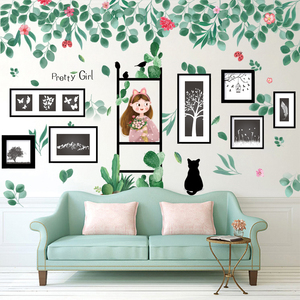 小清新植物墙贴纸自粘床头背景墙贴画房间装饰品女孩卧室温馨墙纸