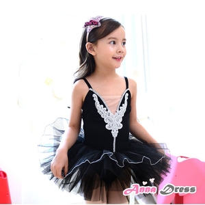 韩国进口儿童舞蹈裙公主练功服少儿跳舞裙表演黑色吊带芭蕾蓬蓬裙