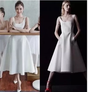 2020夏季新款礼服露肩长裙吊带连衣裙气质韩版白色裙子女伴娘裙仙