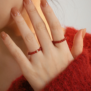 【秋冬新品】红玛瑙转运珠戒指显白气质精致叠戴指环女新年本命年
